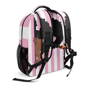 Eiis African Black Girl Princess Pink Personalized School Backpack for Teen Kid-Boy /Girl Primary Daypack Travel Bookbag, One Size (P22889)