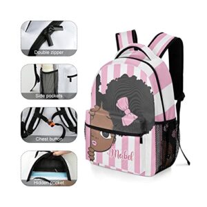 Eiis African Black Girl Princess Pink Personalized School Backpack for Teen Kid-Boy /Girl Primary Daypack Travel Bookbag, One Size (P22889)