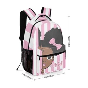 Eiis African Black Girl Princess Pink Personalized School Backpack for Teen Kid-Boy /Girl Primary Daypack Travel Bookbag, One Size (P22889)