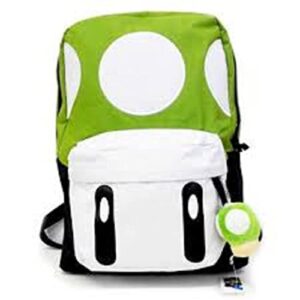 green mushroom full size school backpack with bonus coin pouch
