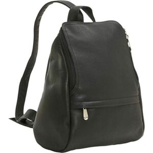 le donne leather women’s leather u-zip mini backpack purse – full-grain colombian vaquetta leather, 9.5” x 10.5” x 3.5”, black
