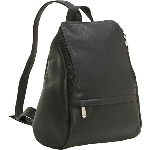 Le Donne Leather Women’s Leather U-Zip Mini Backpack Purse – Full-Grain Colombian Vaquetta Leather, 9.5” x 10.5” x 3.5”, Black