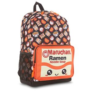 maruchan cup noodles allover backpack ramen noodles happiness in a cup bookbag – knapsack for all (black)