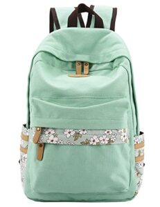 mygreen casual style canvas backpack/school bag/travel daypack light green