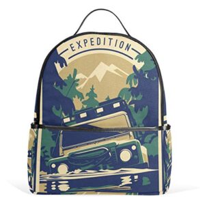 aninily backpack for womens, pop jeep poster backpack college bags women shoulder bag daypack bookbags travel bag