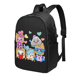 Travel Laptop Backpack，Cartoon Large Laptop Bookbag，Mens Women 17 Inch Knapsack Black