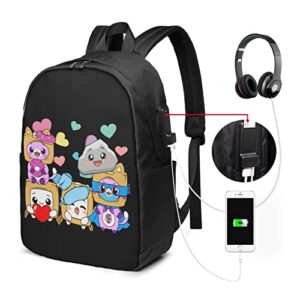 Travel Laptop Backpack，Cartoon Large Laptop Bookbag，Mens Women 17 Inch Knapsack Black