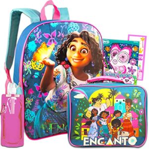 encanto backpack and lunch bag set for girls – bundle with 15″ encanto backpack, encanto lunch box, water bottle, temporary tattoos, more | encanto backpack toddler