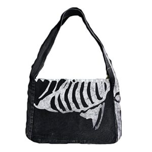 gai gothic backpack dark grunge school bag skeleton backpack purse alt emo bag aesthetic student bookbags (one size,b)