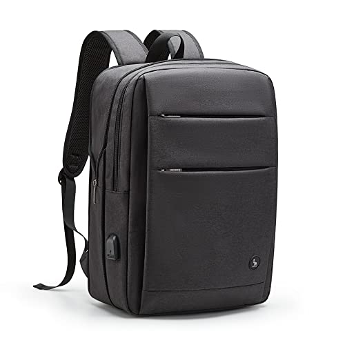 OIWAS Travel Laptop Backpack for Men, 24L Expandable Business Backpack with USB Charging Por, Water Resistant Backpacks College School Computer Bag Fit 15.6 Inch Laptop Notebook