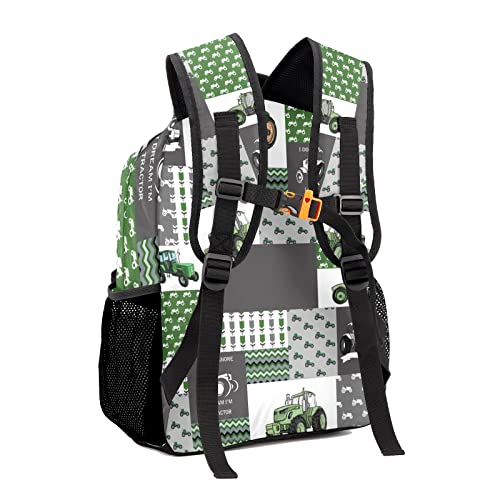 Custom Kid Backpack, Vintage Car Patchwork Truck Green Personalized School Bookbag with Your Own Name, Customization Casual Bookbags for Student Girls Boys