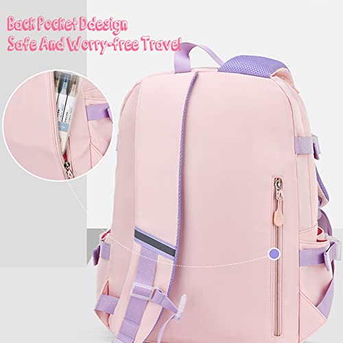 JEKAVA Kawaii Kids Backpack Cute School Bookbag for Girls Quicksand Middle School Students Rucksack Waterproof Large Capacity (Purple, Big)