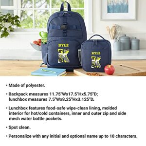 Let's Make Memories Navy Backpack Collection - Personalized Back to School Supplies - Book Bag with Lunchbox - Stripes Design