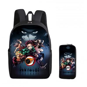 togrosy anime backpack with pencil case set large capacity sports cosplay nezuko backpacks travel bag gifts 16 inch