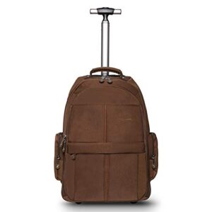 hollyhome 19 inches wheeled rolling backpack for men and women business laptop travel backpack bag, brown