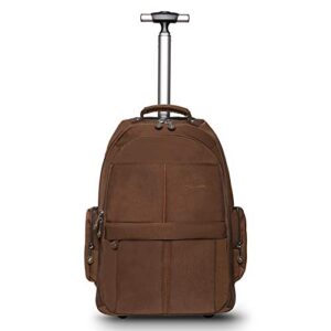 HollyHOME 19 inches Wheeled Rolling Backpack for Men and Women Business Laptop Travel Backpack Bag, Brown