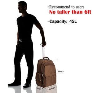 HollyHOME 19 inches Wheeled Rolling Backpack for Men and Women Business Laptop Travel Backpack Bag, Brown