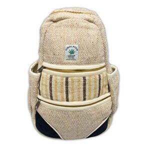 zen canyon small natural hemp herringbone sling bag backpack daypack, 15 x 9 inches