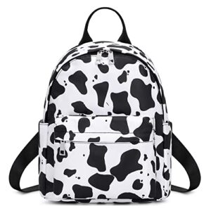 cow print mini backpack women girls, small backpack purse for adults teens kids school travel