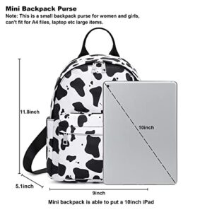 Cow Print Mini Backpack Women Girls, Small Backpack Purse for Adults Teens Kids School Travel