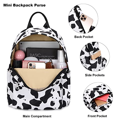 Cow Print Mini Backpack Women Girls, Small Backpack Purse for Adults Teens Kids School Travel