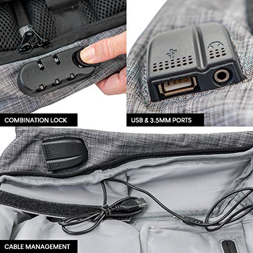 Backpack Travel Laptop Waterproof School Combination Lock Anti Theft Universal Serial Bus Charging Port Exultimate