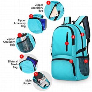 26L Hiking Backpack, Ultralight Lightweight Packable Foldable Camping Water Resistant Sports Backpack Daypack Camping Gear Travel Must Haves for Camping Outdoor for Women Men Hiking Gifts (Blue)