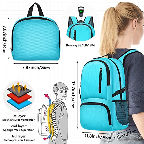 26L Hiking Backpack, Ultralight Lightweight Packable Foldable Camping Water Resistant Sports Backpack Daypack Camping Gear Travel Must Haves for Camping Outdoor for Women Men Hiking Gifts (Blue)