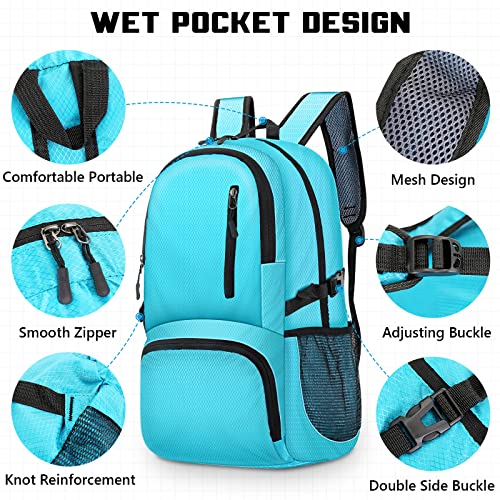 26L Hiking Backpack, Ultralight Lightweight Packable Foldable Camping Water Resistant Sports Backpack Daypack Camping Gear Travel Must Haves for Camping Outdoor for Women Men Hiking Gifts (Blue)