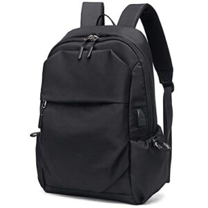 sport backpack college school bookbag 15.6 inch laptop backpacks casual daypack with usb charging port headset port for men women (black)