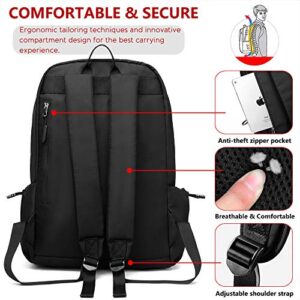 Sport Backpack College School Bookbag 15.6 Inch Laptop Backpacks Casual Daypack with USB Charging Port Headset Port for Men Women (Black)