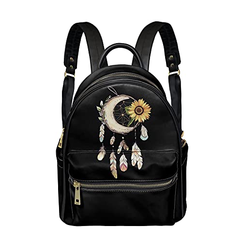 Xhuibop Smalll Rucksack for Girls Sunflower Dream Catcher Backpack Purse for Women Hiking Casual Daypack with Zipper Closure Lightweight