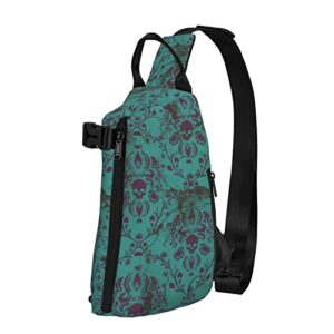 ykklima damask skull distressed sling backpack rope crossbody shoulder bag for men women travel hiking outdoor daypack