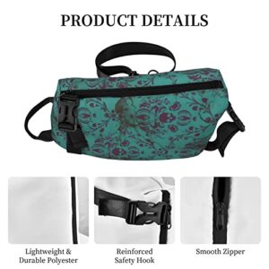 Ykklima Damask Skull Distressed Sling Backpack Rope Crossbody Shoulder Bag for Men Women Travel Hiking Outdoor Daypack