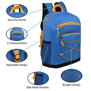 Moda West 24 Pack - 17 Inch Classic Wholesale Bungee Backpacks in 8 Assorted Colors - Bulk Case of Bookbags