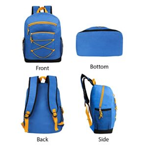 Moda West 24 Pack - 17 Inch Classic Wholesale Bungee Backpacks in 8 Assorted Colors - Bulk Case of Bookbags