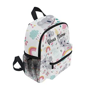 ODAWA Custom Cute Kid's Toddler Backpack, Personalized Backpack with Name/Text, Customization Cute Koala Rainbow Waterproof School Bag