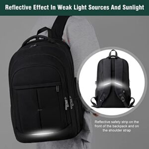 ToHLo Laptop Backpack Large Backpack for Travel and Business Durable Waterproof Backpack with USB Charger Port College Backpack Bookbag Large Compartment Daypacks for Men Women(Black, 17.3 inches)