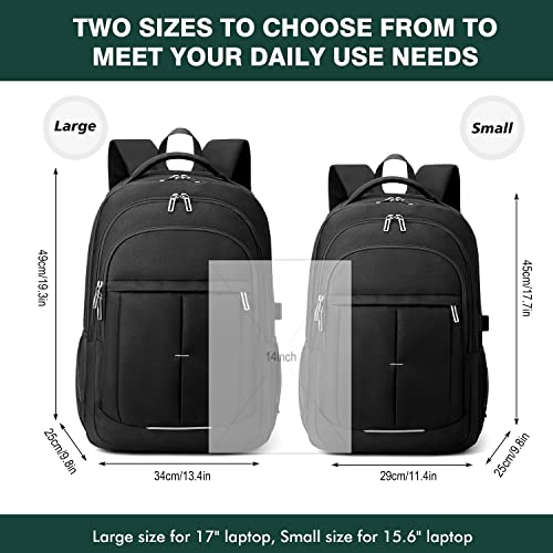 ToHLo Laptop Backpack Large Backpack for Travel and Business Durable Waterproof Backpack with USB Charger Port College Backpack Bookbag Large Compartment Daypacks for Men Women(Black, 17.3 inches)