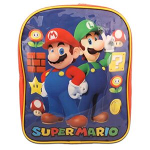 Super Mario Mini Backpack for Boys - Super Mario School Bag Bundle with 11" Mario Mini Backpack Plus Water Pouch, Mario Stickers, More (Mario Preschool Backpack)