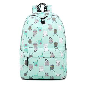 tesucotus backpack for girls little girls’ bookbag elementary middle school bag 16 inch (green bunny)