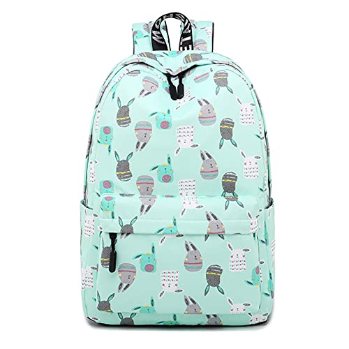 Tesucotus Backpack for Girls Little Girls' Bookbag Elementary Middle School Bag 16 inch (Green Bunny)