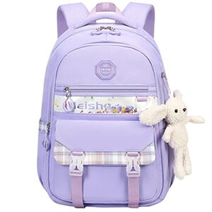 ibalulu cute backpacks for teens laptop backpacks middle school bag kawaii aesthetic college backpack student bear book bags (purple)