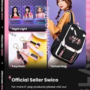 Swico Remado Kpop Backpack Laptop Bag School Bag Bookbag with USB Charging and Headphone Port, Black&Pink (Black Yellow)