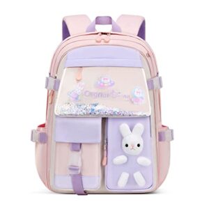 bunny backpack kawaii rabbit backpack for girls cute large capacity waterproof bookbag for grades 1-6 (pink, large（12.5*6.7*17.7inch）)