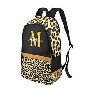 Personalized Personalized Leopard Print Casual Daypack Bag with Name Custom Backpack for Man Woman Girl Boy Gifts