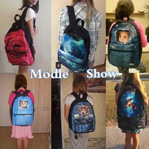 doginthehole Middle School Backpack School Bag for Kids Girls Boys, Lightweight Travel Daypack Bookbag Art Watercolor Horse Design Rucksack Lunch Box Pencil Bag, Set of 3