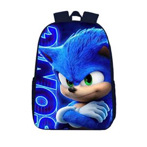 zhiming hedgehog cartoon backpack for school,teens bookbag game laptop bags pack 3d printed 17 inch for gift(so blue 2)
