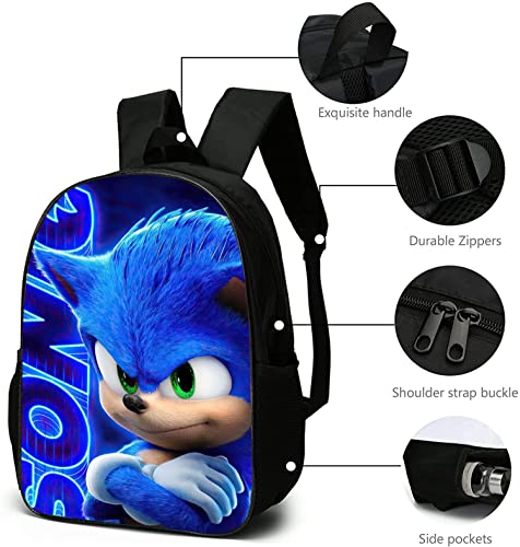 zhiming HedgeHog Cartoon Backpack for School,Teens Bookbag Game Laptop Bags Pack 3D Printed 17 Inch for Gift(so blue 2)