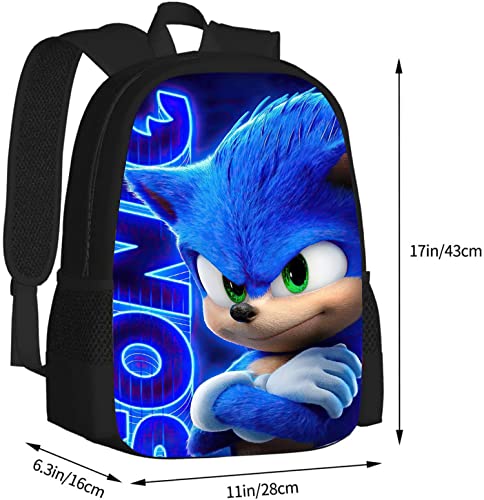 zhiming HedgeHog Cartoon Backpack for School,Teens Bookbag Game Laptop Bags Pack 3D Printed 17 Inch for Gift(so blue 2)